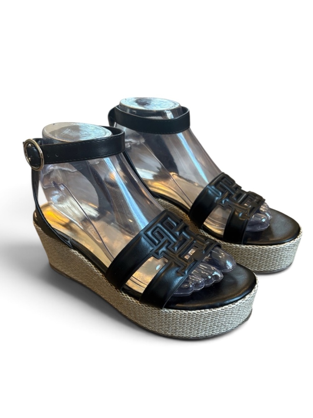 Tommy Hilfiger Vastie Wedge Sandals Women’s 7.5 Black